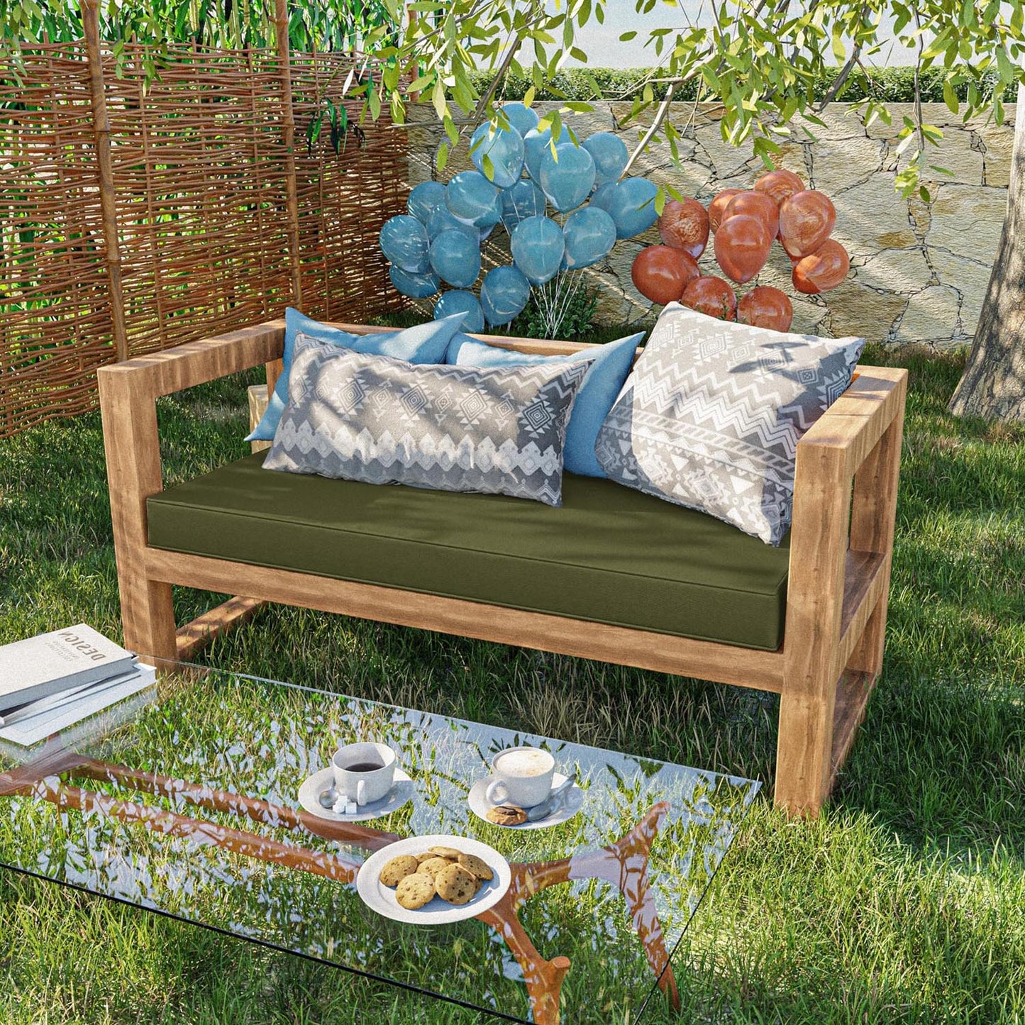 Outdoor Bench Cushion for Backyard Garden