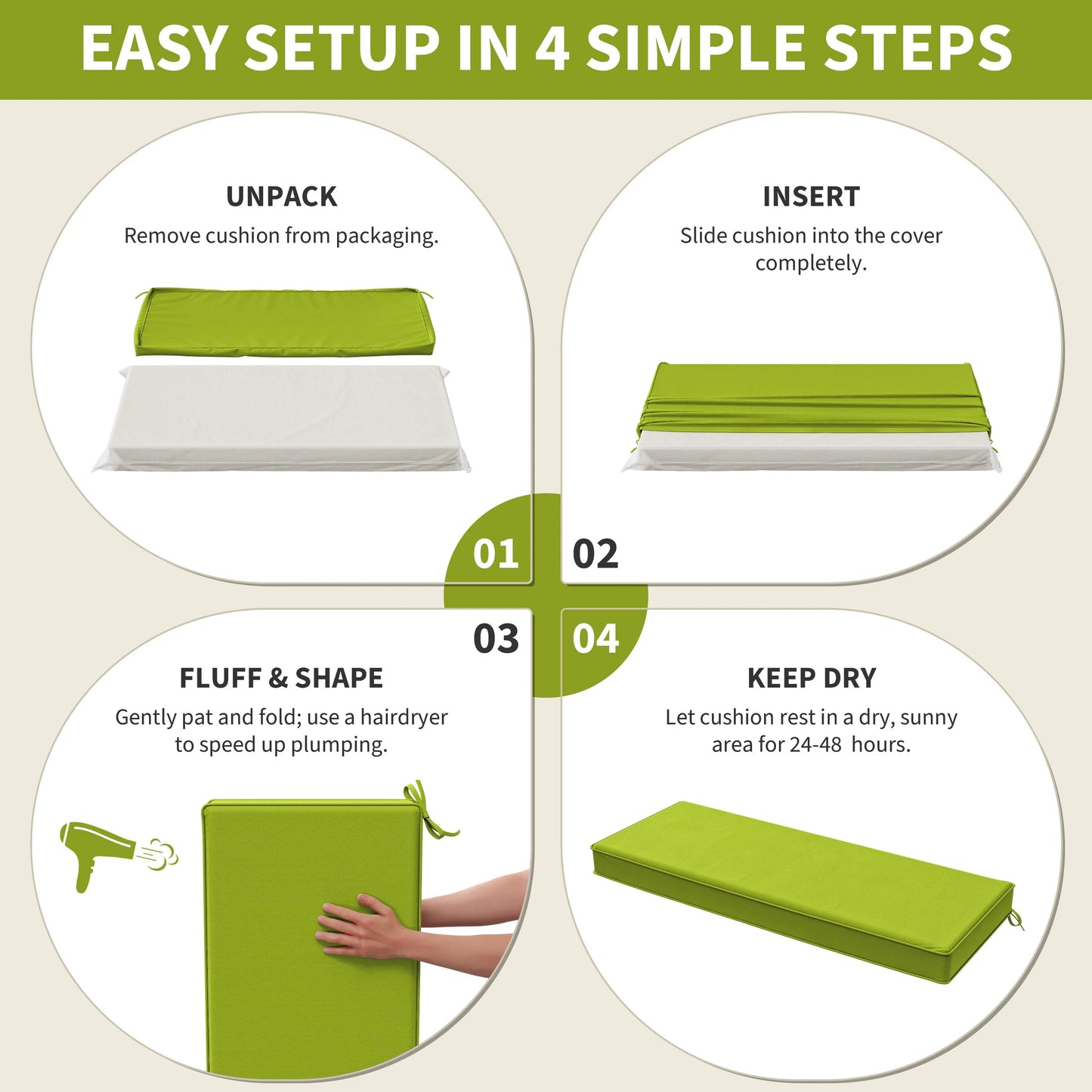 Outdoor Bench Cushion for Backyard Garden