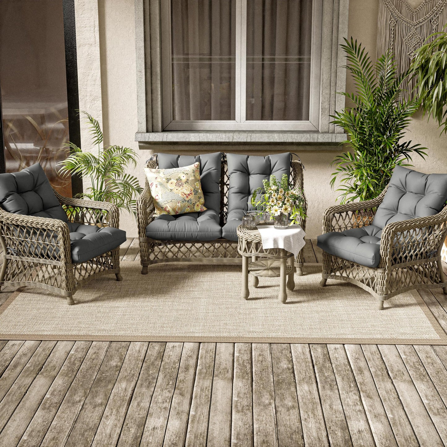 2PCS High Back Rocking Chair Cushions