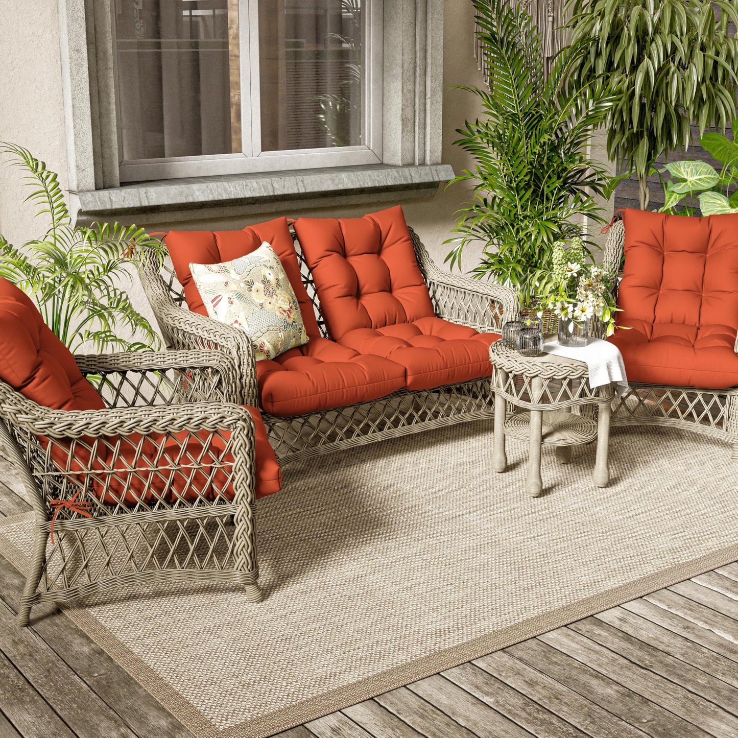 2PCS High Back Rocking Chair Cushions