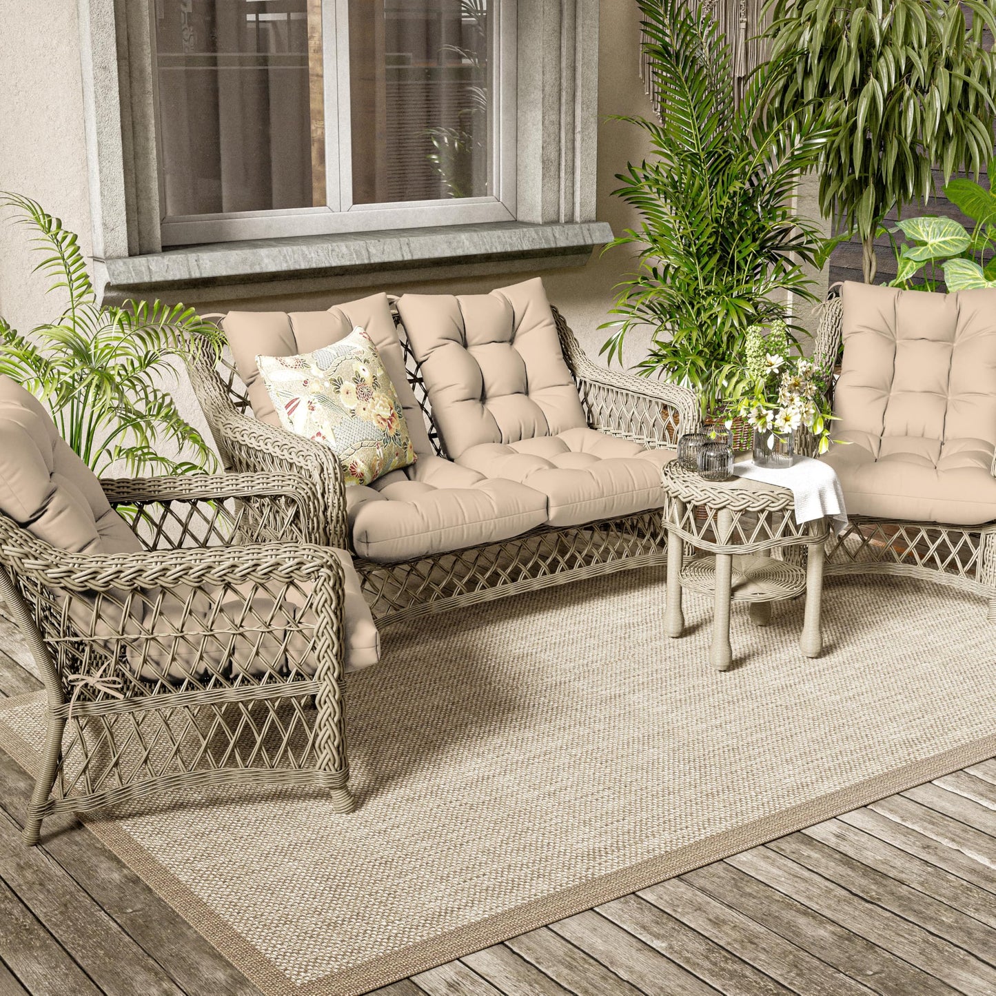 2PCS High Back Rocking Chair Cushions