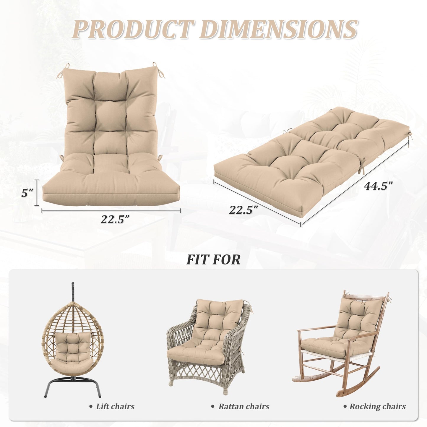 4PCS High Back Rocking Chair Cushions