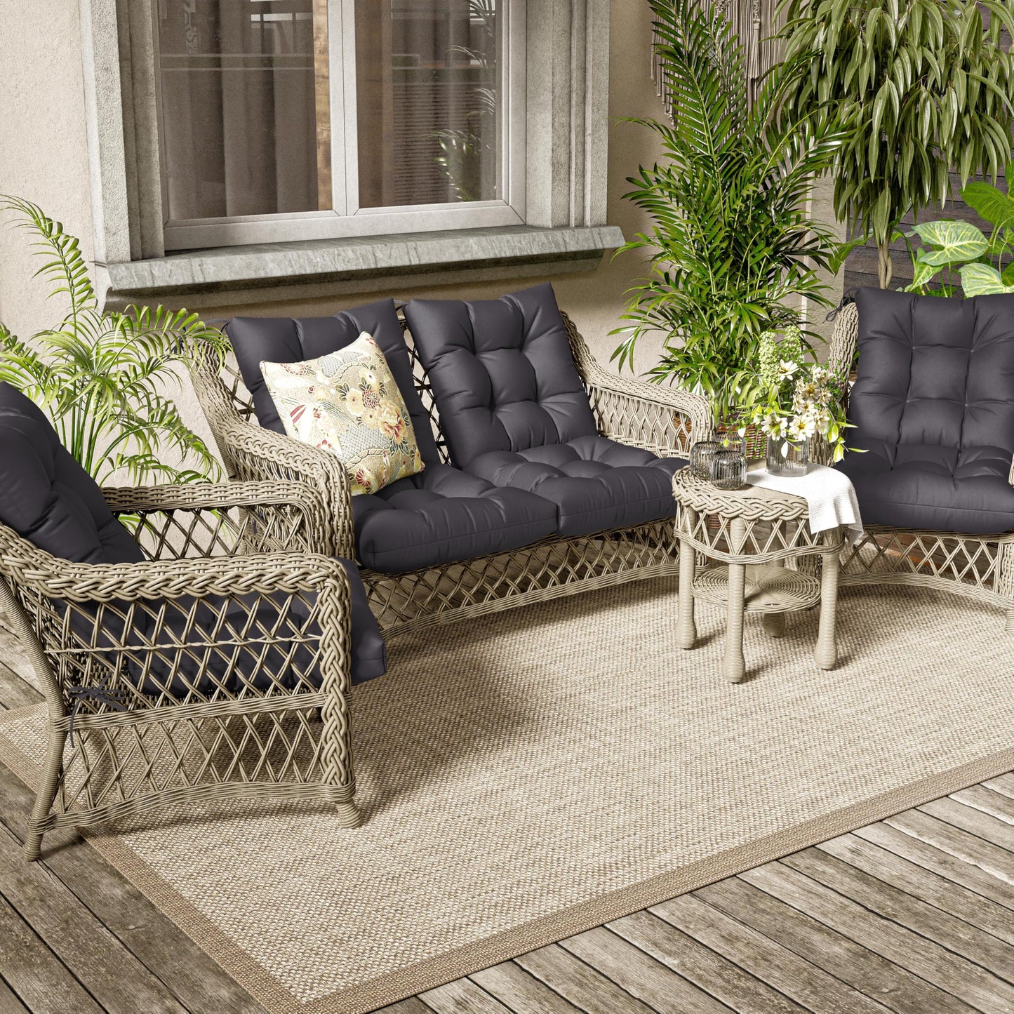 2PCS High Back Rocking Chair Cushions