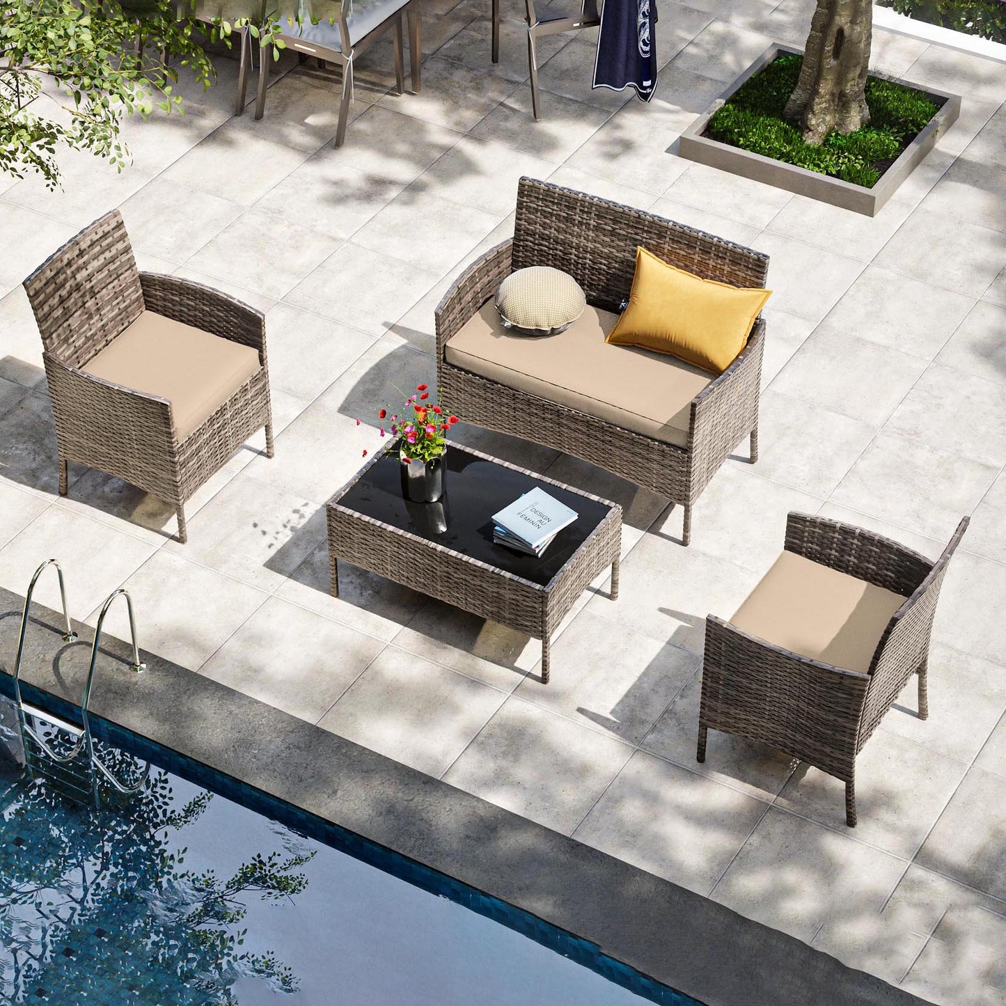 3PCS Seat Pad Covers Replacement, Patio Chair Cushion Covers