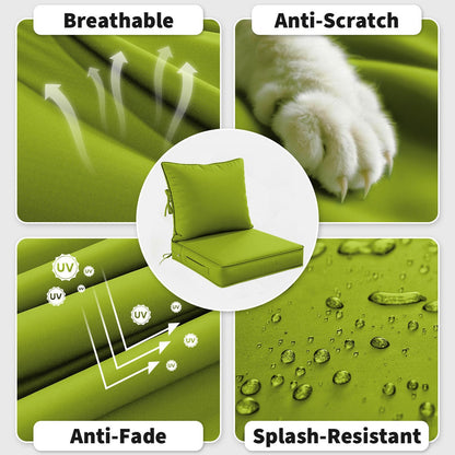 Green cushion with features highlighted