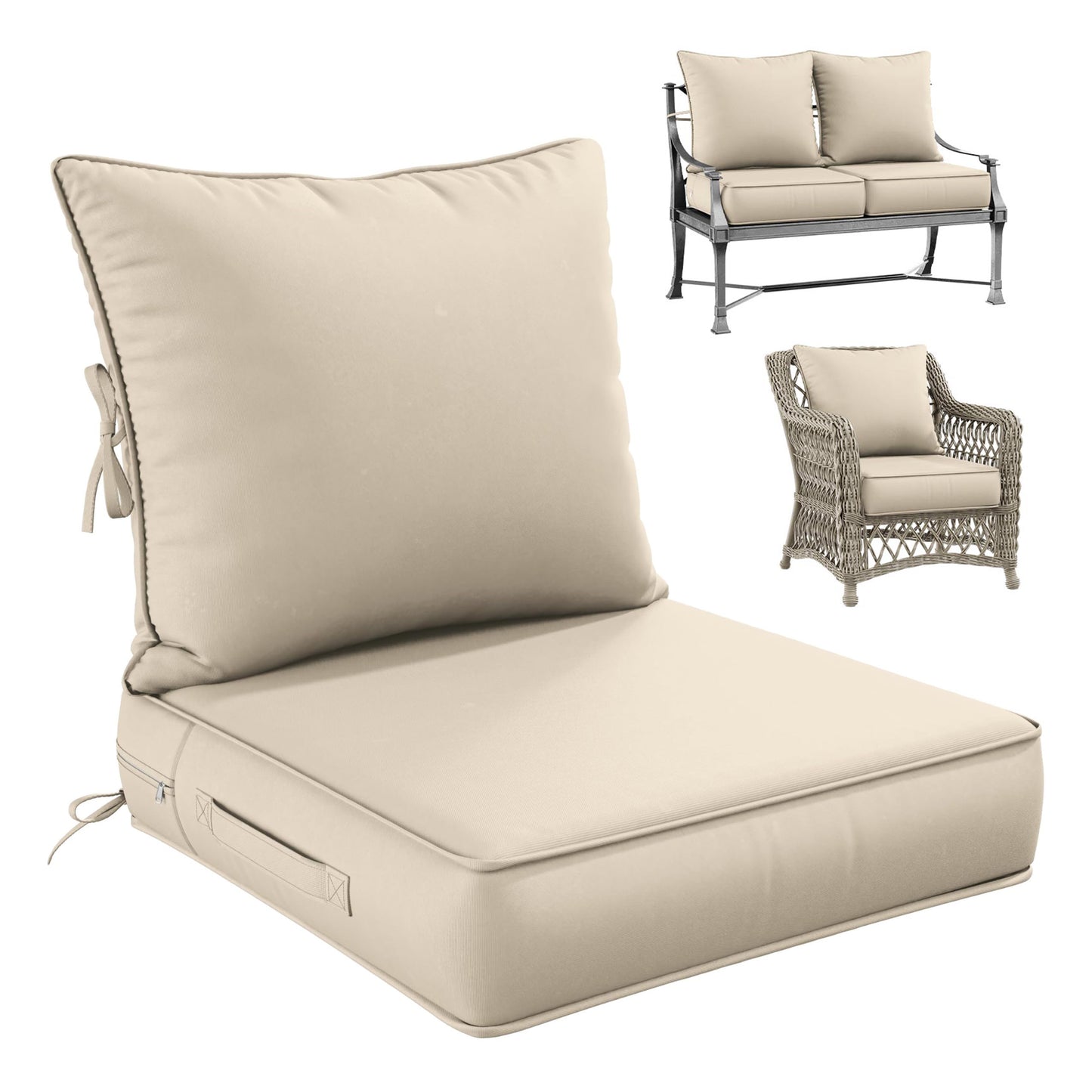 Deap Seat & Backrest Cushions Set