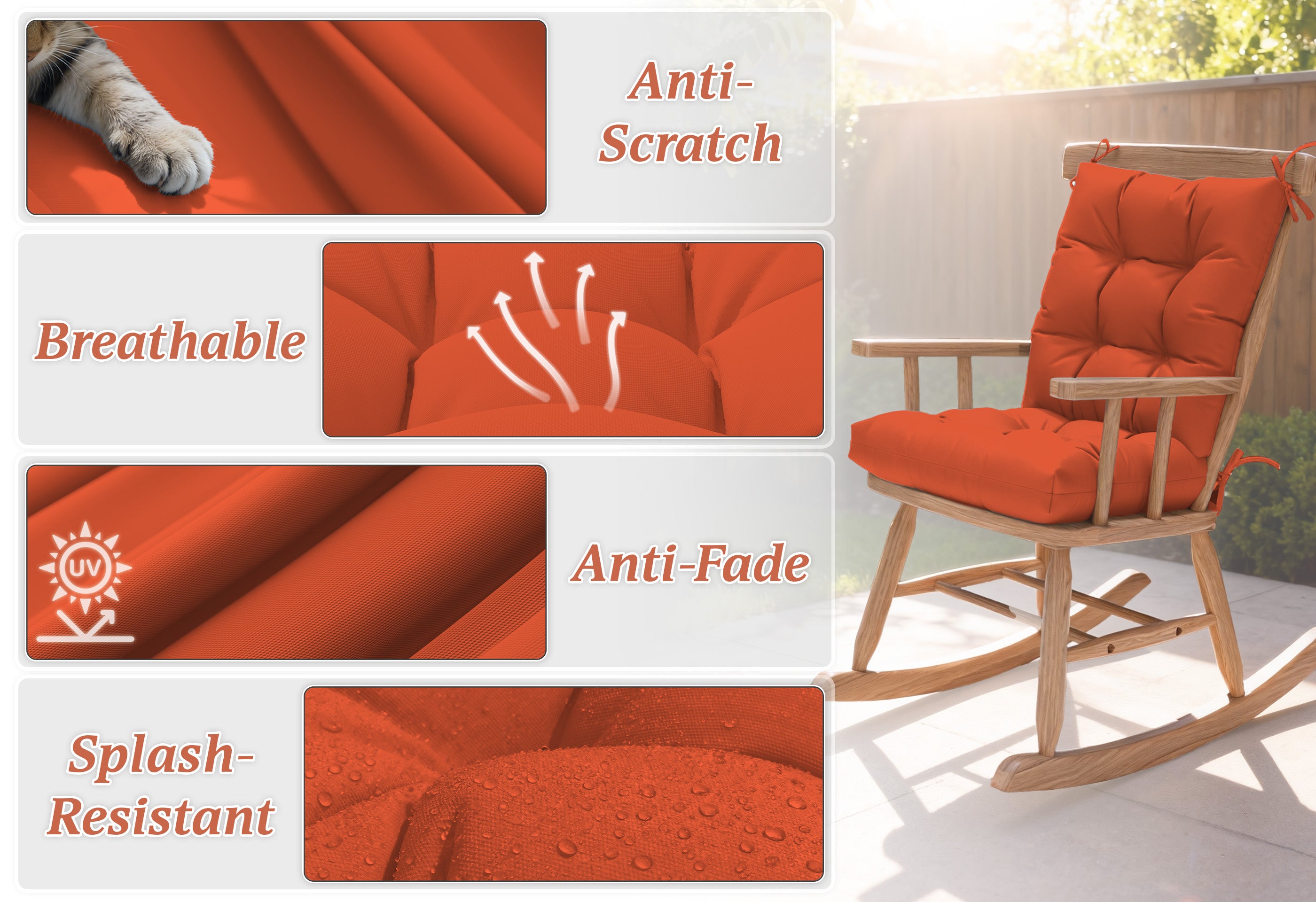 outdoor fabric features of high back cushions