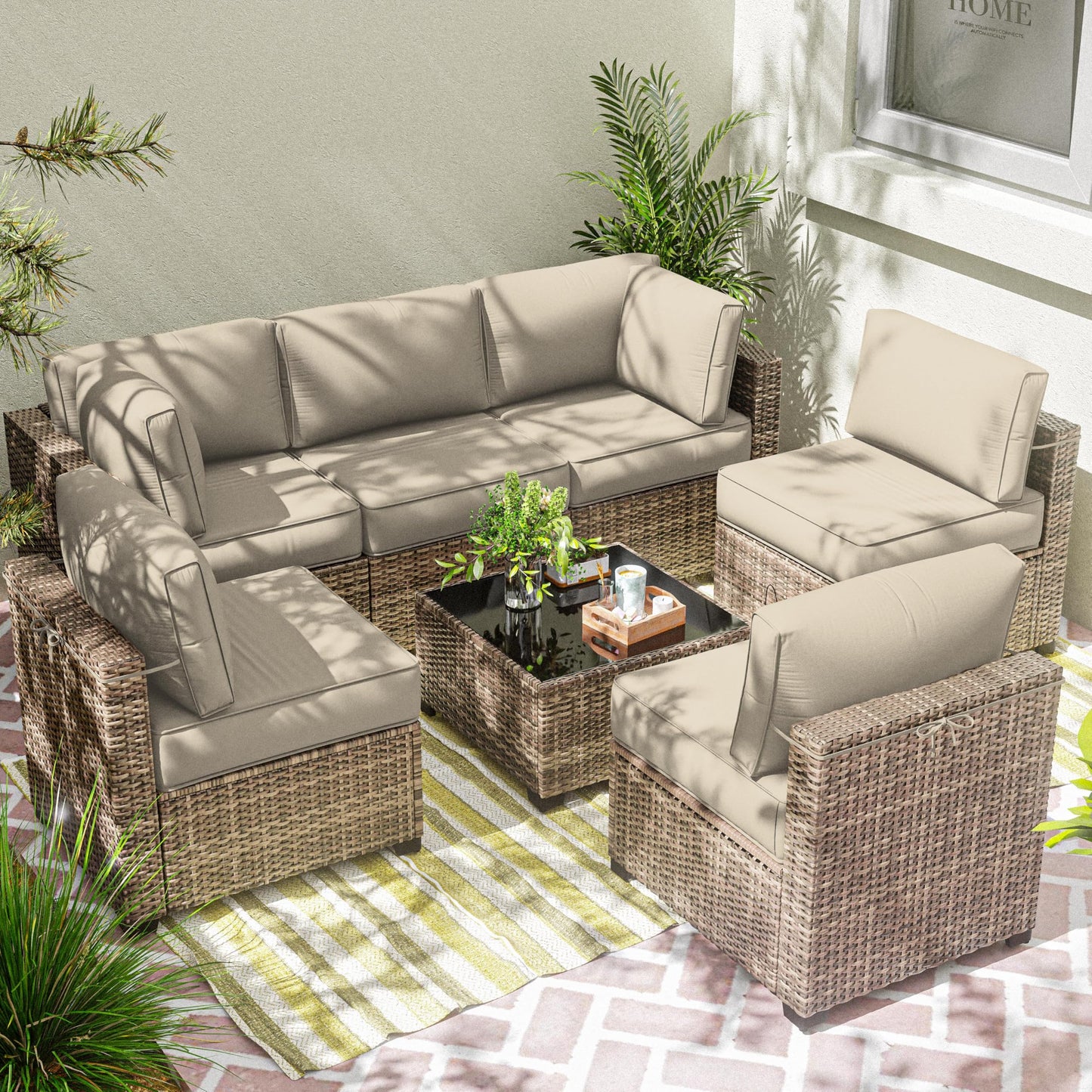 Outdoor Cushion Cover Replacement for 6-Seat Sofa