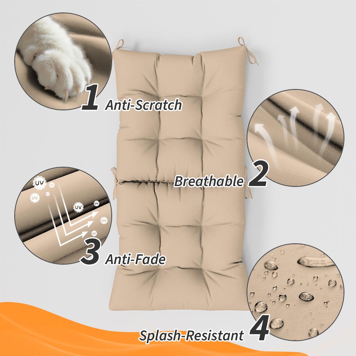 4PCS High Back Rocking Chair Cushions