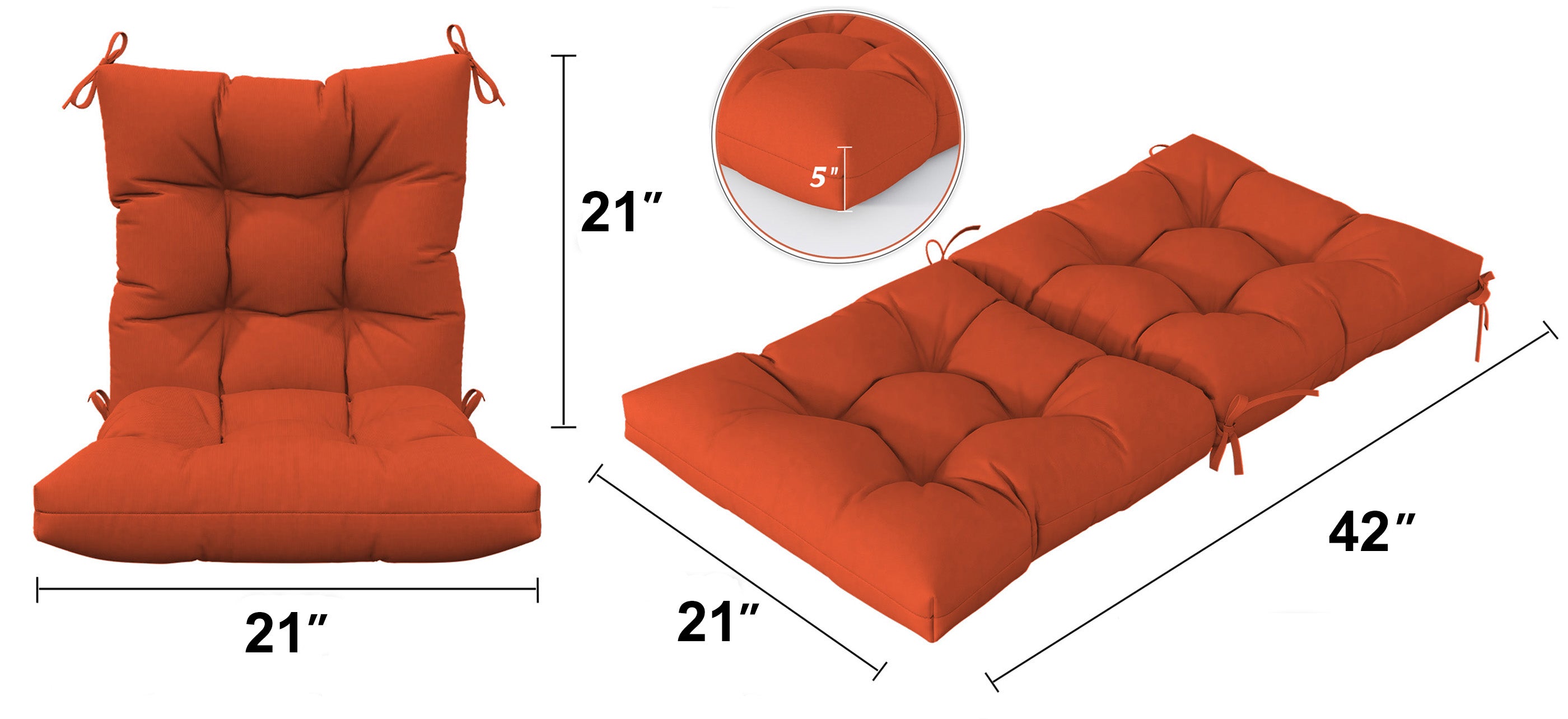 Orange high back cushion dimensions