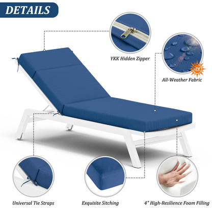 Blue lounge chair with features highlighted