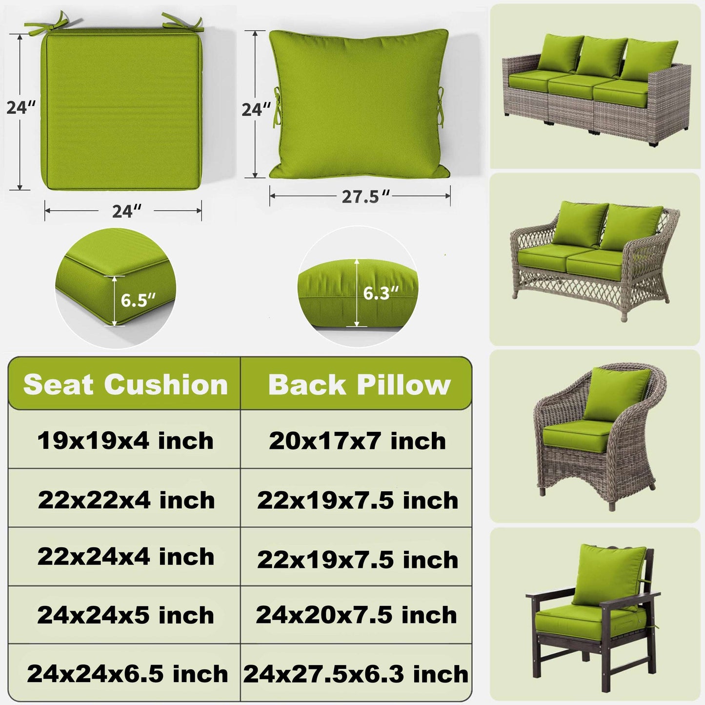 Outdoor Seat Cushion Pillow Set Snubbull