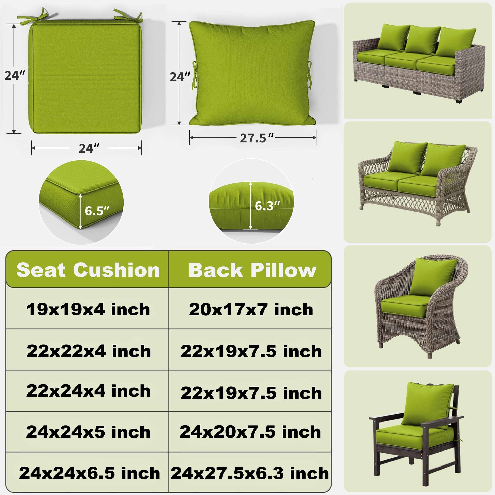 Outdoor Seat Cushion Pillow Set Snubbull