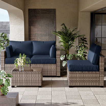 Patio Sofa Cushion Set (3-Seater, 8 Pieces)