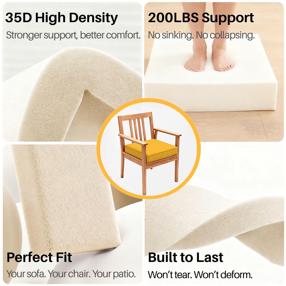 2PCS Outdoor Patio Seat Pads