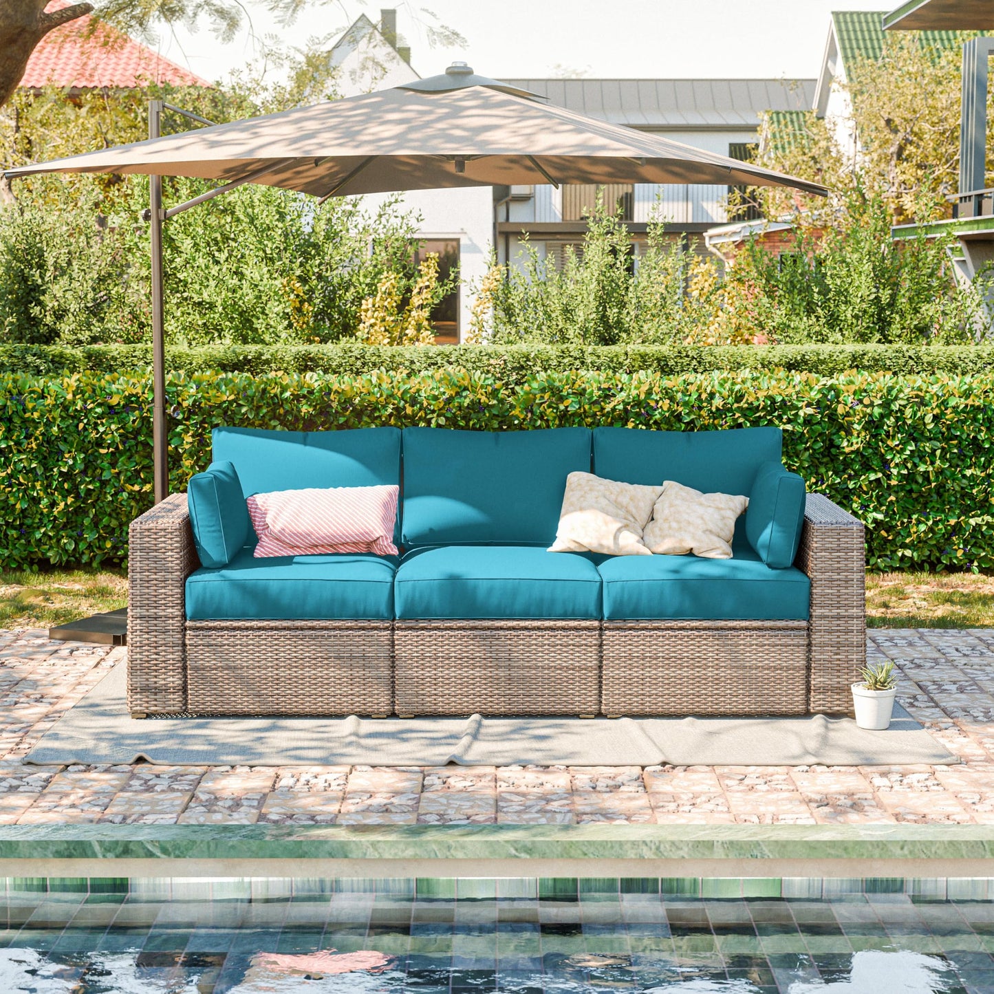 Patio Sofa Cushion Set (3-Seater, 8 Pieces)