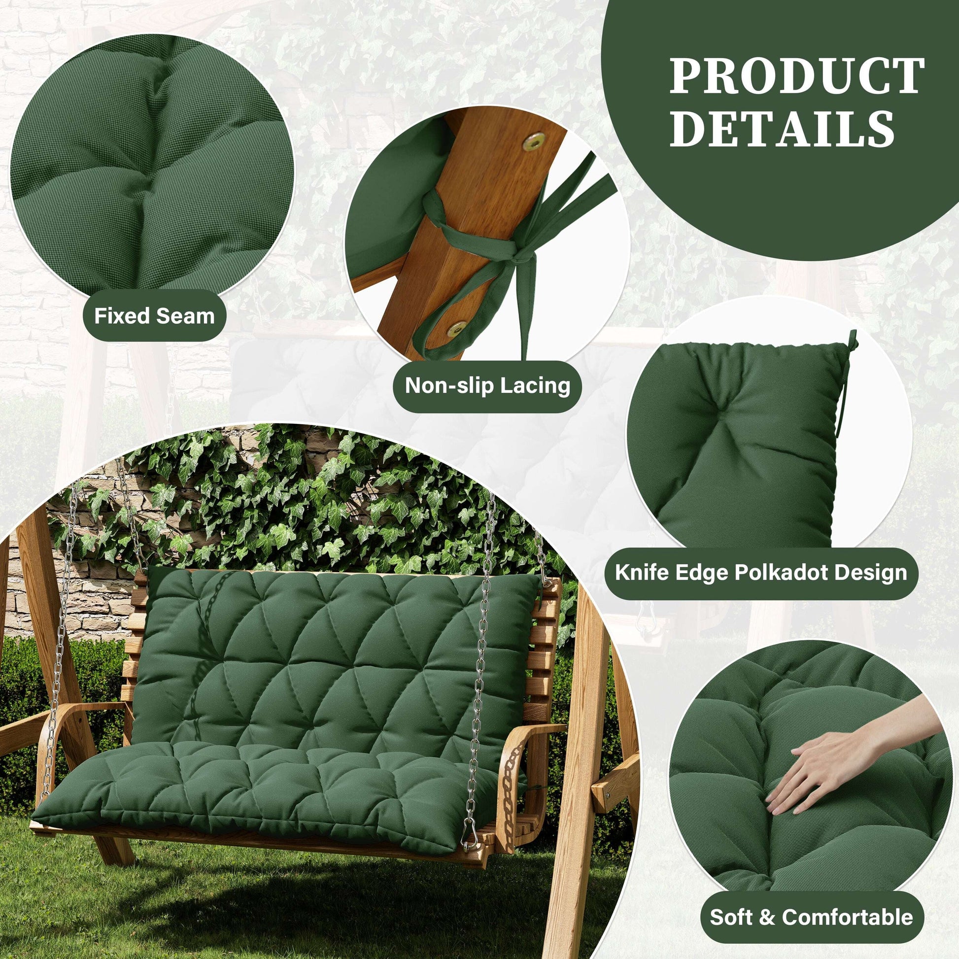 Porch Swing Cushion with Backrest Snubbull