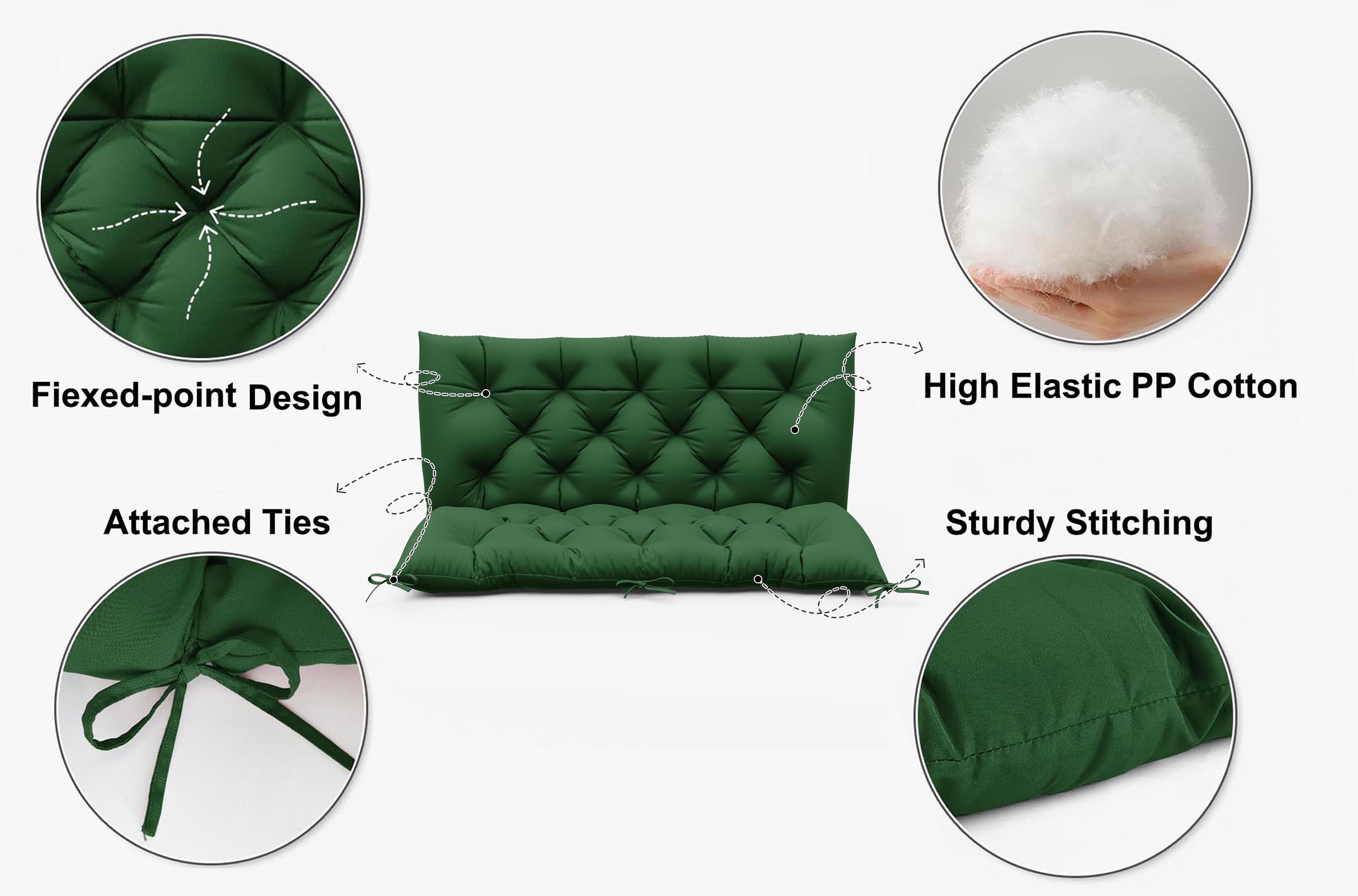 features of green outdoor swing cushions