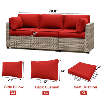 Patio Sofa Cushion Set (3-Seater, 8 Pieces)