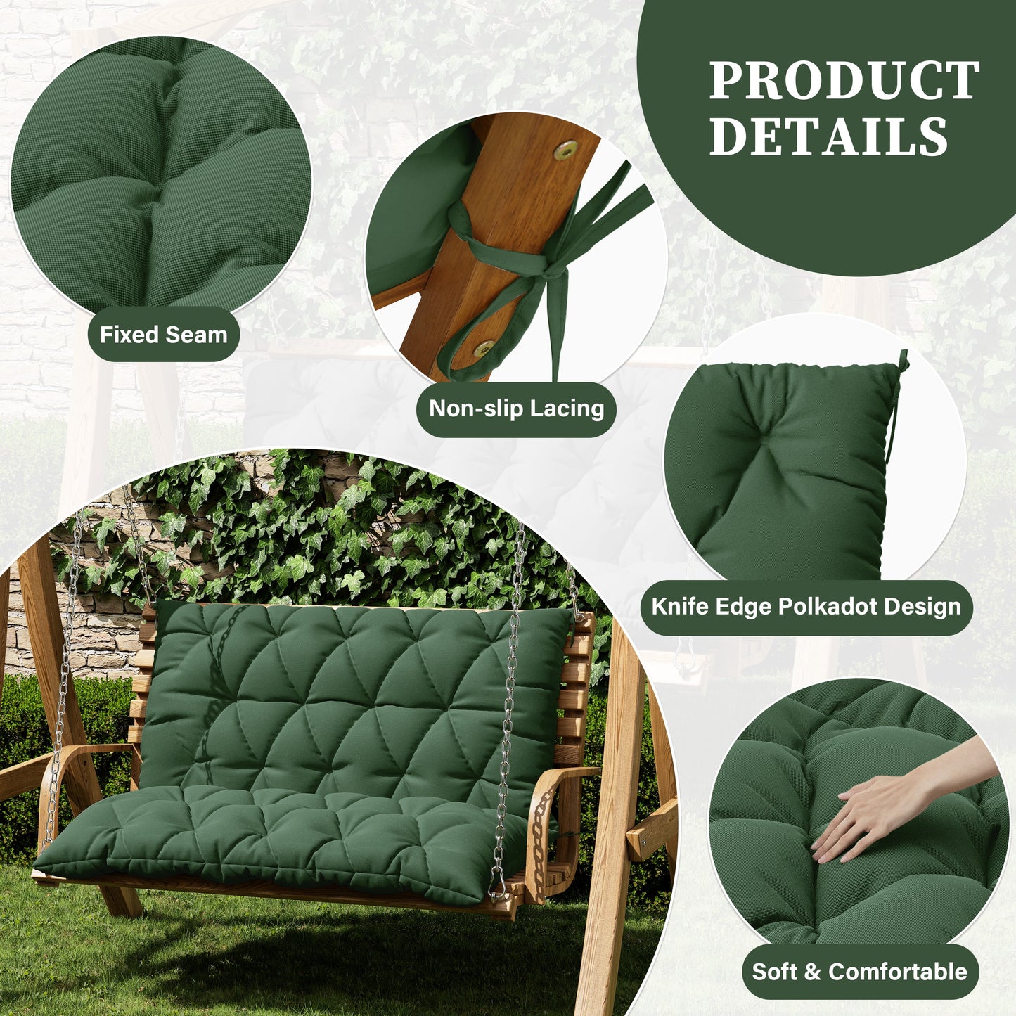 Porch Swing Cushion with Backrest
