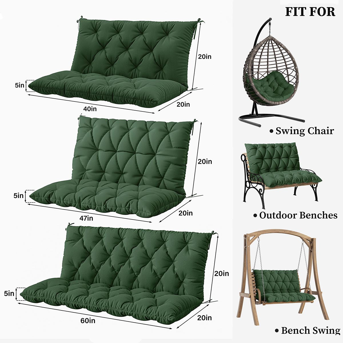 Porch Swing Cushion with Backrest
