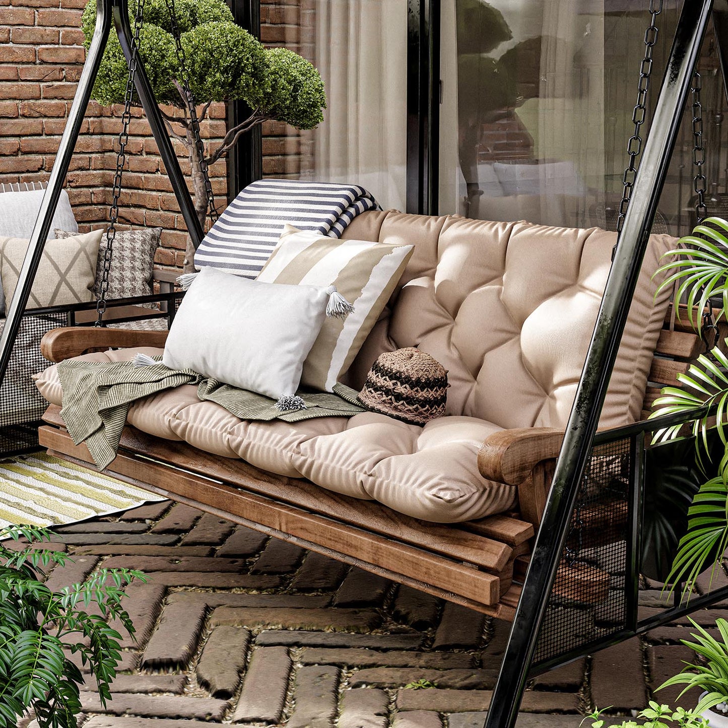 Porch Swing Cushion with Backrest