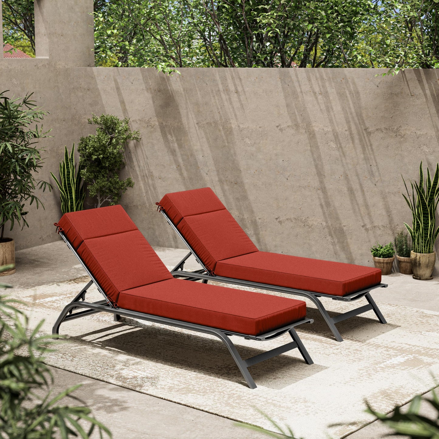 2PCS Outdoor Chaise Lounge Cushions