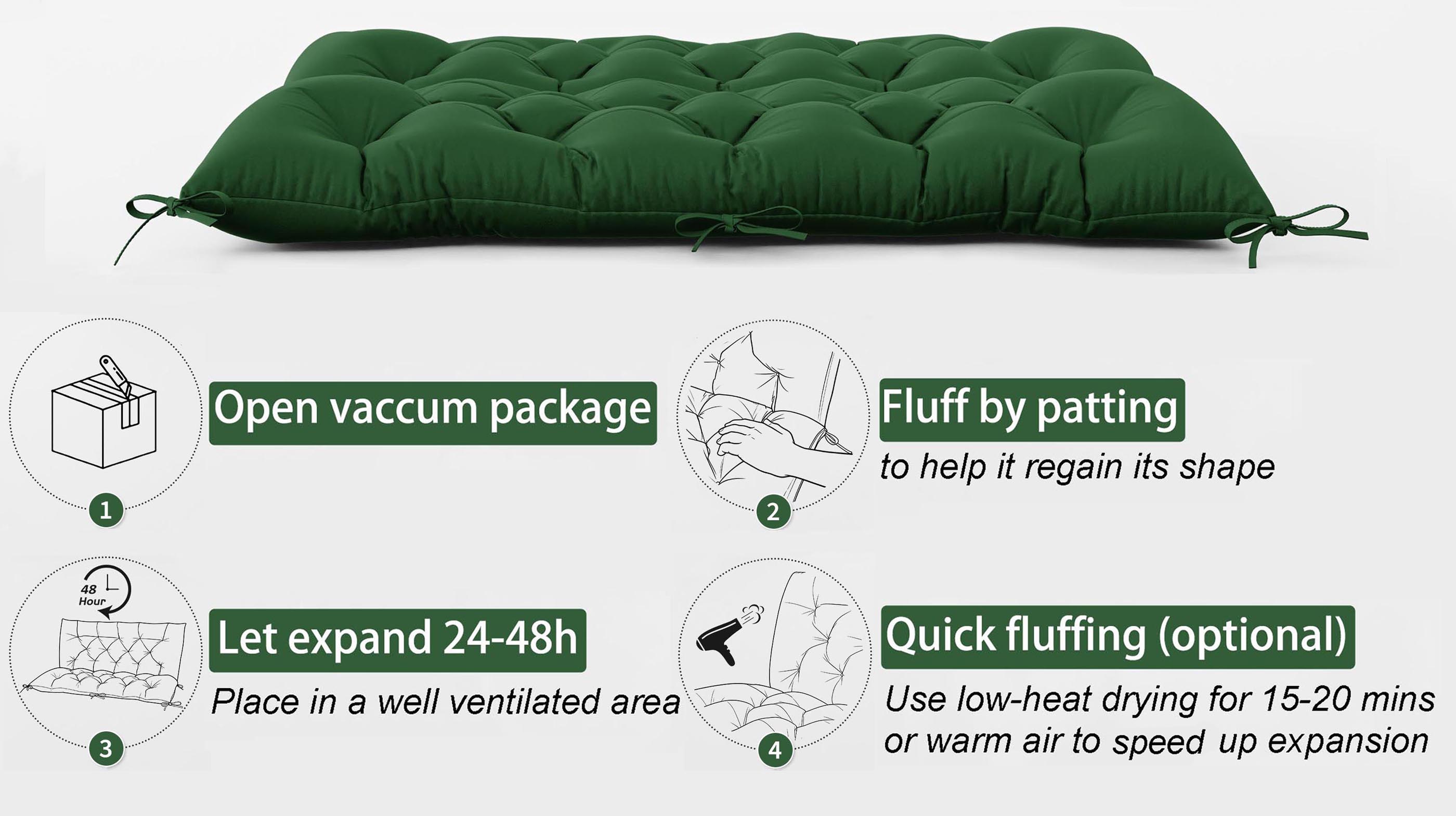 usage of green outdoor swing cushions